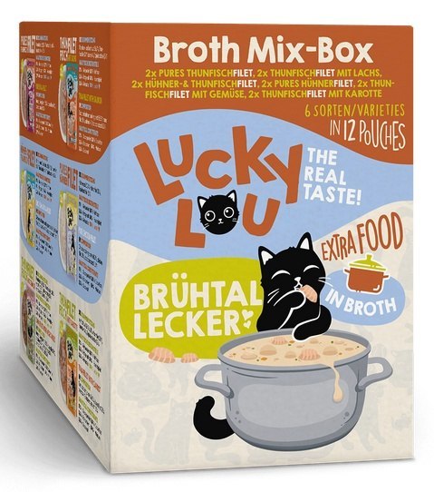 Lucky Lou Extrafood Broth-Mix-Box Multipack w bulionie saszetki 12x70g