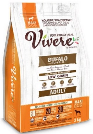 Vivere Maxi Adult Buffalo 3kg Karma Monobiałkowa z Bawołem dla dużych ras [termin ważności: 24.12.2025]