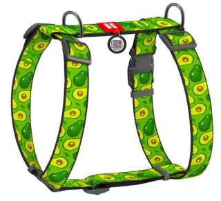 Collar WauDog Nylon Szelki nylonowe anatomiczne w kształcie litery H, z QR-paszportem, plastikowy fastex, wzór AWOKADO, rozmiar 