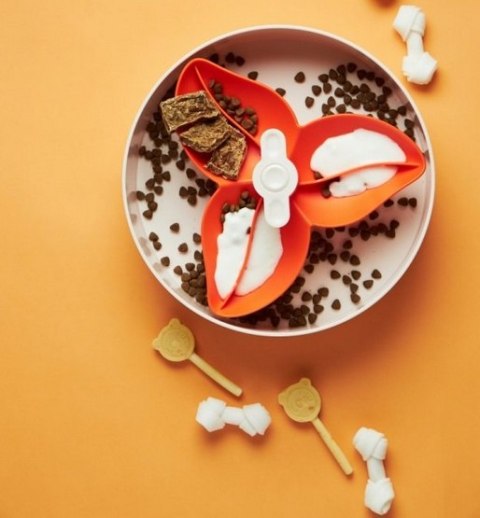 Spin Interaktywna miska Flower/Spin biało-pomarańczowa